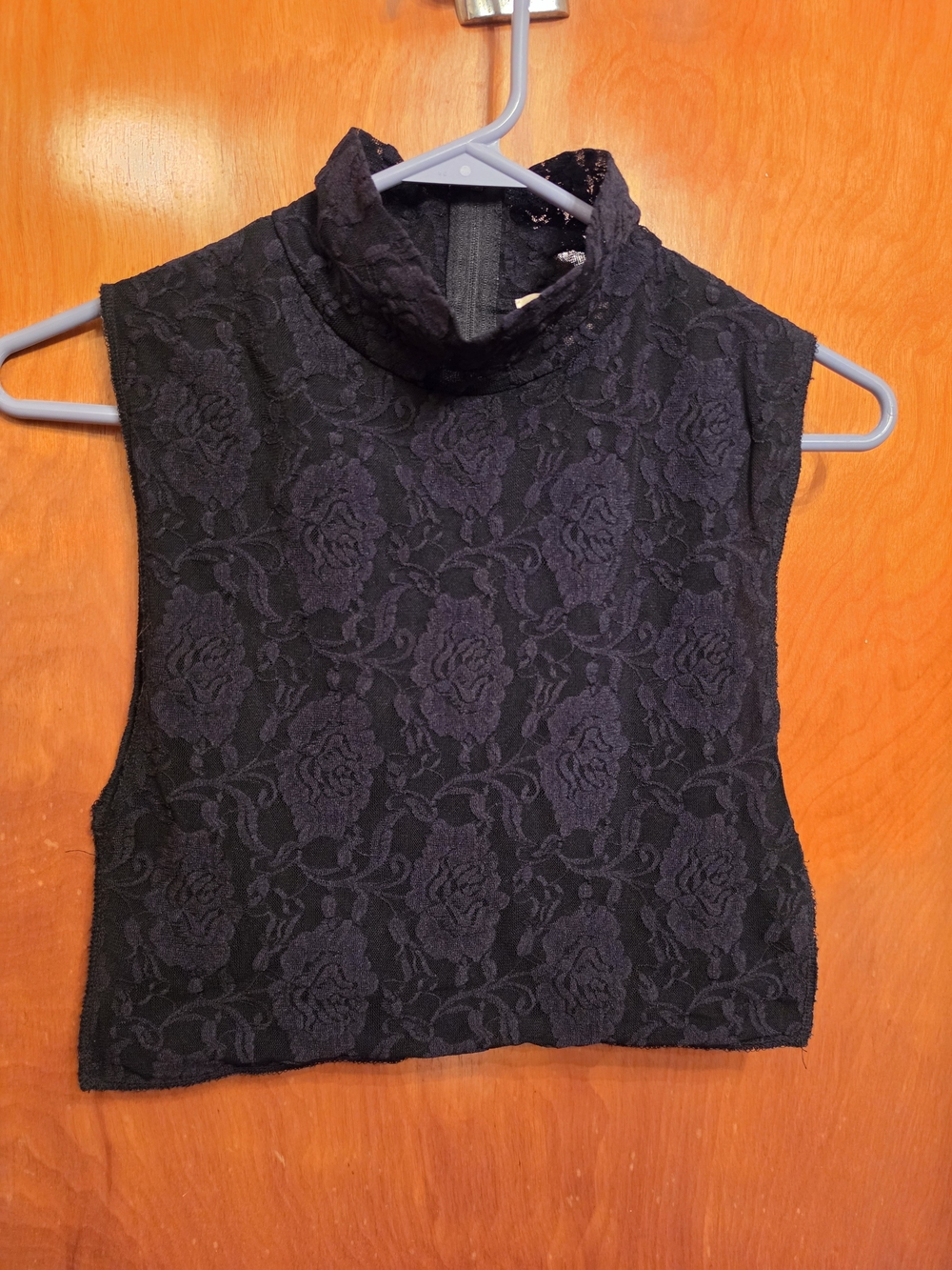 Vintage Black Lace Textured Sleeveless Dickey Layering Top